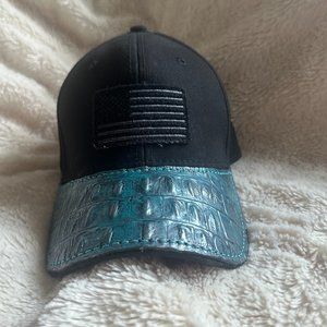 Black American Flag Baseball Cap Blue Alligator Bill